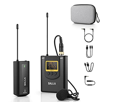 BALILA Ansteckmikrofon Kabellos für Phone Android Smartphone Kamera- UHF Wiederaufladbar Lavalier Mikrofon Wireless mit 1 Sendern & 1 Empfänger zum Aufnehmen von Interviews YouTube Podcast Vlog von BALILA