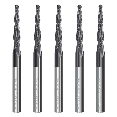 BALUGAEA 5 Stück Kugelkopffräser Konische Fräser CNC 2 Flöten 1,5 mm Radius 6mm Schaft HRC55 Gesamtlänge 75mm Gravierfräser mit TiAlN Beschichtung VHM Schaftfräser für Oberfräse 2D und 3D Gravur BALUGAEA 5 Stück Kugelkopffräser Konische Fräser CNC 2 Flöten 1,5 mm Radius 6mm Schaft HRC55 Gesamtlänge 75mm Gravierfräser mit TiAlN Beschichtung VHM Schaftfräser für Oberfräse 2D und 3D Gravur von BALUGAEA