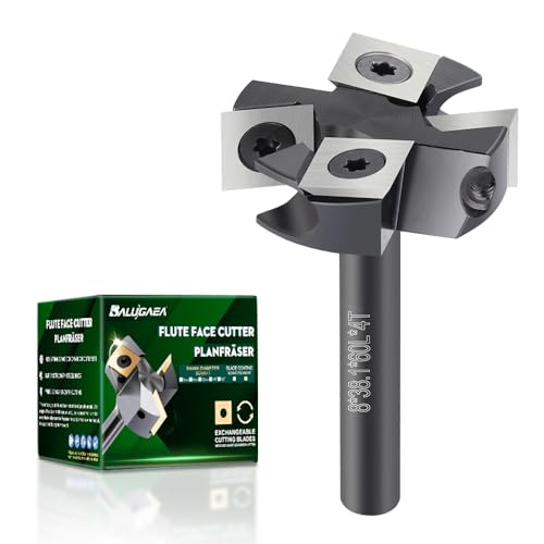 BALUGAEA Planfräser 8mm schaft 4 Zähne 38.1mm Durchmesser Hobelfräser RPM16000 Planfräser für Oberfräse mit 12x12x2.2mm Wendeplatten für Holz MDF Hartholz Kunststoffe BALUGAEA Planfräser 8mm schaft 4 Zähne 38.1mm Durchmesser Hobelfräser RPM16000 Planfräser für Oberfräse mit 12x12x2.2mm Wendeplatten für Holz MDF Hartholz Kunststoffe von BALUGAEA