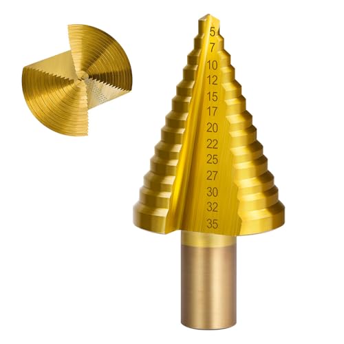 HSS Stufenbohrer Ø 5-35mm Schälbohrer Konusbohrer für Holz,Metall, Stahl,Kunststoffe 13 Stufen Stufenbohr Tianium Beschichtet 10mm Schaft Kegelbohrer HSS Stufenbohrer Ø 5-35mm Schälbohrer Konusbohrer für Holz,Metall, Stahl,Kunststoffe 13 Stufen Stufenbohr Tianium Beschichtet 10mm Schaft Kegelbohrer von BALUGAEA