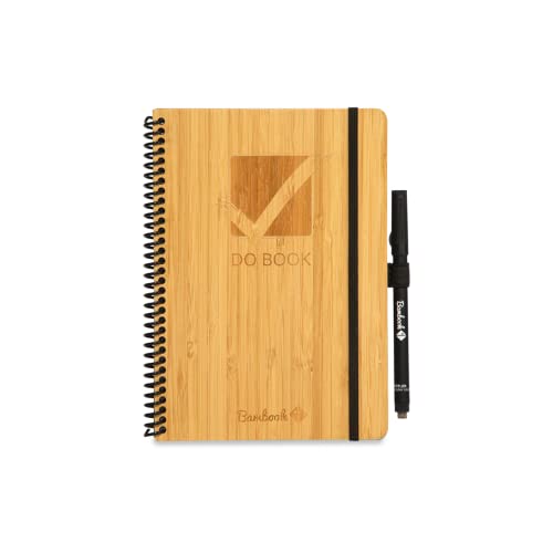 BAMBOOK Do-Book - Bambus-Holz Hardcover - A5 - To-Do Liste mit Monats-, Wochen- und Tagesplaner, Blanko & linierte Seiten - Wiederverwendbares Notizbuch, Notizblock, Reusable Notebook von BAMBOOK