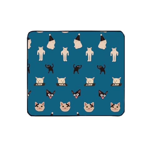 Niedliche Katze Mauspad, lustige Tier Mousemat für Spiele Gummi Antislip Mauspad Quadrat für Arbeit Studie (Blaue Katze) von BAMINX