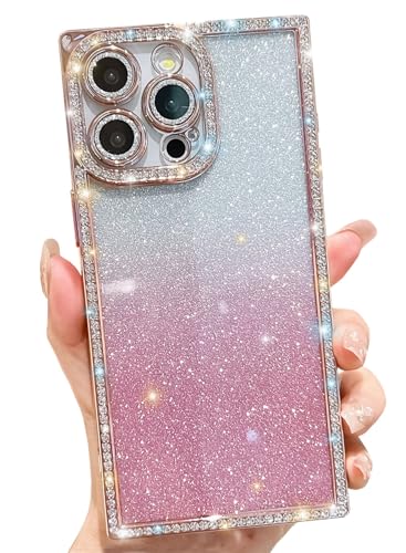 BANAILOA Schutzhülle für iPhone 14 (14 - 6,1 Zoll), rechteckiger Rand mit glitzernden Strasssteinen, luxuriös, glitzernd, schlanke Kamera-Abdeckung, Schutzhülle für iPhone 14-6,1 Zoll (35,6 - 15,5 cm von BANAILOA