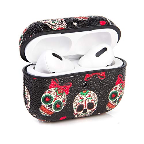 BANAUS Cute Airpods Pro Case,Leather Shockpro of AirPods Pro Cover Carabiner,Wireless Headphone Designer Fashion Skin Protective Stylish Cases Ring for Girls Boys Men Women(Color Skull) von BANAUS