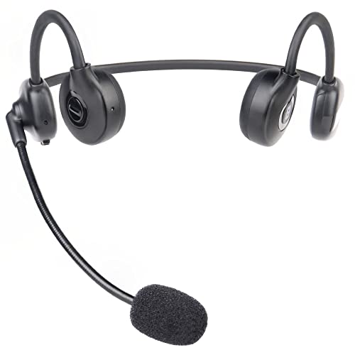 BANDARICOMM Knochenleitungs-Headset mit Mikrofon, Bluetooth-Stereo-Headsets mit Geräuschunterdrückung Boom-Mikrofon, IPX6 wasserdichte drahtlose Kopfhörer für Büro Laufen im Freien von BANDARICOMM