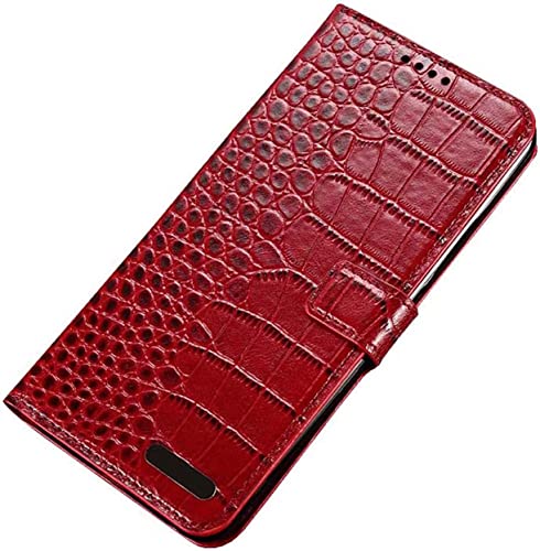 BANDKIT Krokodil-Textur Stent-Funktion Flip Handyhülle, für Apple iPhone 14 Pro Max Hülle 6,7 Zoll Leder stoßfeste Abdeckung Brieftasche [Kartenhalter] (Farbe: Rot) von BANDKIT