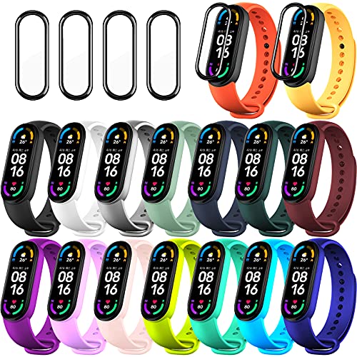 BANGTING 20 Stück Armband Kompatibel mit Xiaomi Mi Band 6 / Xiaomi Mi Band 5 / Amazfit Band 5, Ersatzarmband für Mi Fit Band 5 NFC Ersatzbänder Miband 5 Armbänder Strap (16 Farben + 4 Schutzfolie) BANGTING 20 Stück Armband Kompatibel mit Xiaomi Mi Band 6 / Xiaomi Mi Band 5 / Amazfit Band 5, Ersatzarmband für Mi Fit Band 5 NFC Ersatzbänder Miband 5 Armbänder Strap (16 Farben + 4 Schutzfolie) von BANGTING