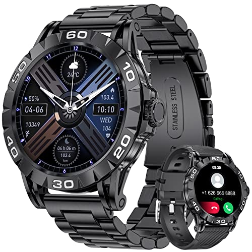 BANGWEI Smartwatch Herren Bluetooth-Anrufen, 1,39'' IPS-Display, Herzfrequenz- und Schlafmonitor, IP67 wasserdicht, 100+ Sportmodi für Android und iOS Military Smartwatch von BANGWEI