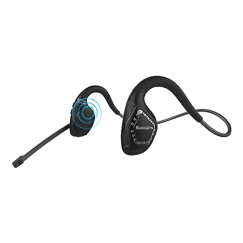 BANIGIPA Bluetooth-Headset mit Boom-Mikrofon, Kopfhörer mit offenem Ohr und Mikrofon mit Geräuschunterdrückung, drahtloses Headset für Telefon, Laptop, PC, leicht und bequem für Büro, Besprechung, Hei von BANIGIPA