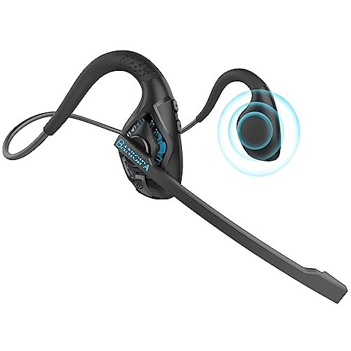 BANIGIPA Bluetooth-Headset mit Boom-Mikrofon, Open-Ear-Kopfhörer mit Geräuschunterdrückung Mikrofon, drahtloses Headset für Anrufe, leicht und bequem für Office Meeting Home Working-10 Stunden von BANIGIPA
