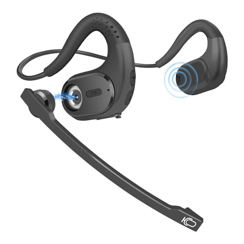 BANIGIPA Bluetooth Headset mit abnehmbarem Mikrofon, Noise Cancelling Wireless Headset für Telefone Laptop Computer PC, Open Ear Kopfhörer für Office Meeting Laufen Radfahren Fahren Arbeiten-12 Stunde von BANIGIPA
