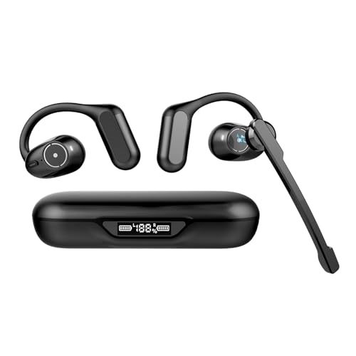 BANIGIPA Open Ear Kopfhörer mit abnehmbarem Mikrofon, True Wireless Earbuds mit DSP Geräuschunterdrückung Mikrofon für Anrufe, Bluetooth 5.4 Headset mit Ladekoffer für Büro Arbeiten Zuhause Reisen-60H von BANIGIPA