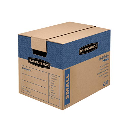 Bankers Box Kleine Prime Umzugskartons, verstärkte Griffe, bandfreie Montage, befestigter Deckel, 40,6 x 30,5 x 30,5 cm (0062711) von BANKERS BOX