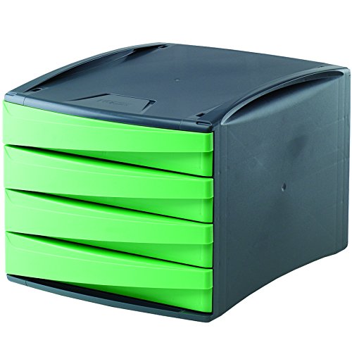 Fellowes G2Desk mit 4 Schubladen aus 80% Recyclingmaterial, dunkelgrau/grün von BANKERS BOX