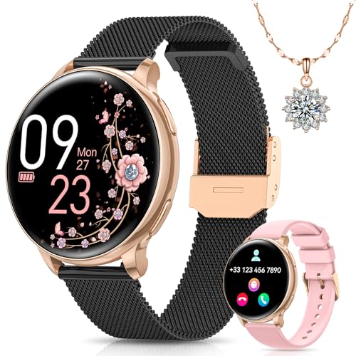 BANLVS Smartwatch Damen mit Telefonfunktion, 1.27“ HD Uhren Damen mit 110 Sportmodi, Pulsmesser, Schlafmonitor, Menstruationszyklus und BMI, IP68 Wasserdicht Smartwatch für Android iOS, Schwarzes Gold BANLVS Smartwatch Damen mit Telefonfunktion, 1.27“ HD Uhren Damen mit 110 Sportmodi, Pulsmesser, Schlafmonitor, Menstruationszyklus und BMI, IP68 Wasserdicht Smartwatch für Android iOS, Schwarzes Gold von BANLVS
