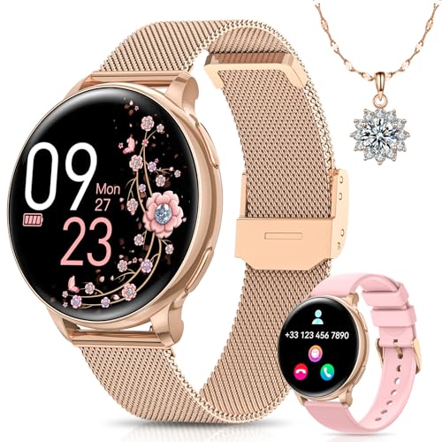 BANLVS Smartwatch Damen mit Telefonfunktion, 1.27“ HD Uhren Damen mit 110 Sportmodi, Pulsmesser, Schlafmonitor, Menstruationszyklus, SpO2 und BMI, IP68 Wasserdicht Smartwatch für Android iOS, Gold BANLVS Smartwatch Damen mit Telefonfunktion, 1.27“ HD Uhren Damen mit 110 Sportmodi, Pulsmesser, Schlafmonitor, Menstruationszyklus, SpO2 und BMI, IP68 Wasserdicht Smartwatch für Android iOS, Gold von BANLVS