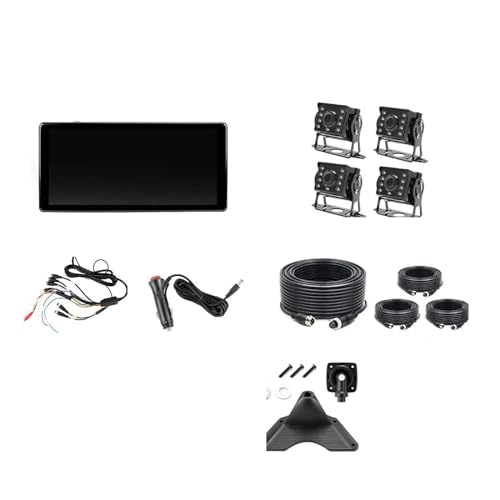 BANMW 10,36 Zoll 4 Kanal Smart Blind Spot BSD Alarm LKW Bus Auto DVR Recorder Monitor mit 4 PCS AHD 1080P IR Kamera(Monitor add 4 Camera,64GB SD Card) von BANMW
