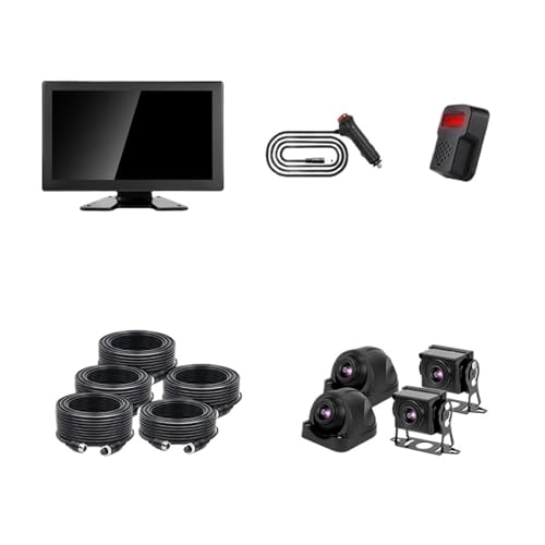 BANMW 10 "AHD 4CH LKW Monitor BSD Aufnahme DVR 1080P Auto Rückansicht Kamera Fahrzeug IPS Touchscreen Blind Spot Erkennung(4 Camera 1 Speaker,128G TF Card) von BANMW