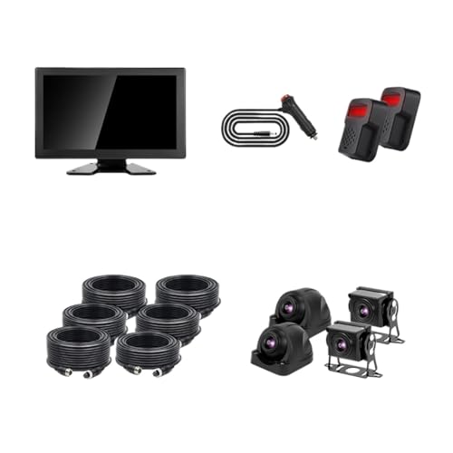 BANMW 10 "AHD 4CH LKW Monitor BSD Aufnahme DVR 1080P Auto Rückansicht Kamera Fahrzeug IPS Touchscreen Blind Spot Erkennung(4 Camera 2 Speaker,128G TF Card) von BANMW