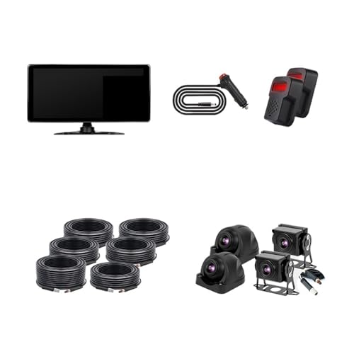 BANMW 10 "AHD 4CH Truck Monitor BSD Aufnahme DVR 1080P Auto Rückfahrkamera Fahrzeug IPS Touchscreen Rechts Außen Lautsprecher(2BSD1037 add 4 Cam,64G TF Karte) von BANMW