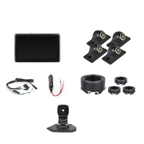 BANMW 7 Zoll Touchscreen 4 Kanäle Split Screen BSD Alarm Auto DVR Recorder Parkplatz Monitor mit 4PCS 1080P AHD Backup-Kamera(Monitor add 879 Cam,Without SD Card) von BANMW