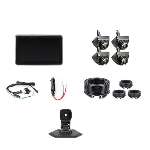 BANMW 7 Zoll Touchscreen 4 Kanäle Split Screen BSD Alarm Auto DVR Recorder Parkplatz Monitor mit 4PCS 1080P AHD Backup-Kamera(Monitor add 899 Cam,Without SD Card) von BANMW