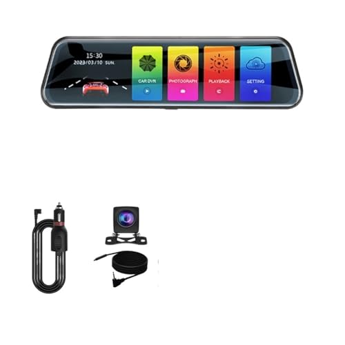 BANMW Auto Dvr Spiegel 10 Zoll IPS 2.5D Touchscreen Stream RearView Dash Cam Spiegel Doppelte Autokamera Dashcam Drive Recorder FHD1080P(Two Objektiv 1080P-6M,128G) von BANMW