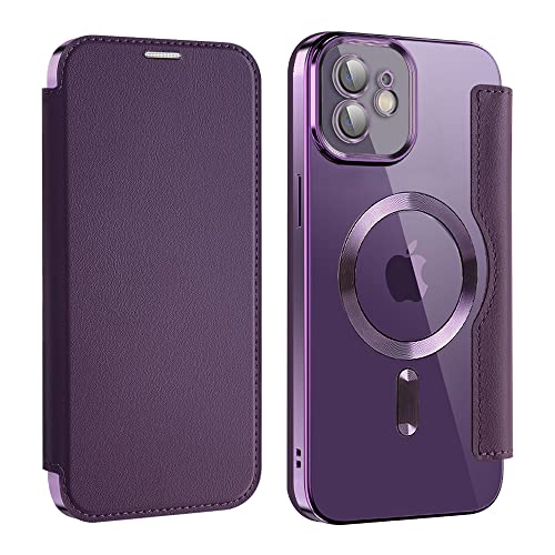 BANOCEM Geeignet für iPhone 11 Phone Hülle, [Designed for magsafe Designer Handyhülle] [Stoßfeste Schutzhülle], [Flip Cover], [Kommt mit Lens Film], [Screen Protector], Violett. von BANOCEM