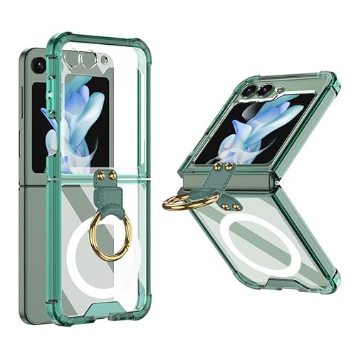 Geeignet für Samsung Galaxy Galaxy Z Flip 5 Handyhülle, mit Ringhalterung, Militärebene stoßfeste Schutzhülle, Anti-Drop, speziell für Magsafe kabelloses Aufladen, Z Flip 5 5G Hülle,Grün Geeignet für Samsung Galaxy Galaxy Z Flip 5 Handyhülle, mit Ringhalterung, Militärebene stoßfeste Schutzhülle, Anti-Drop, speziell für Magsafe kabelloses Aufladen, Z Flip 5 5G Hülle,Grün von BANOCEM