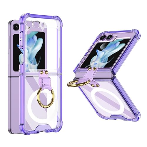 Geeignet für Samsung Galaxy Galaxy Z Flip 5 Handyhülle, mit Ringhalterung, Militärebene stoßfeste Schutzhülle, Anti-Drop, speziell für Magsafe kabelloses Aufladen, Z Flip 5 5G Hülle,Violett Geeignet für Samsung Galaxy Galaxy Z Flip 5 Handyhülle, mit Ringhalterung, Militärebene stoßfeste Schutzhülle, Anti-Drop, speziell für Magsafe kabelloses Aufladen, Z Flip 5 5G Hülle,Violett von BANOCEM