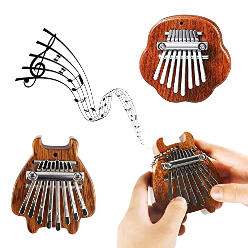 Kalimba Instrument Percussion Instrumente Mini Daumenklavier 2 Stück Thumb Piano Marimba Klavier Musikinstrumente für Kinder ab 1 Jahr Calimba Mahogany Finger Piano Marimbaphon (8 Keys) von BANTI