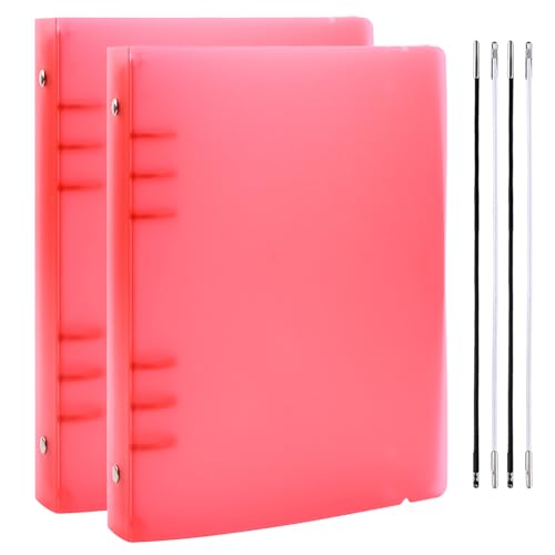 BAOFALI A5-Ringbucheinband, transparent, weiches PVC, nachfüllbar, mit matter Oberfläche für Stempel und Stanzformen, Rot, 2 Stück von BAOFALI