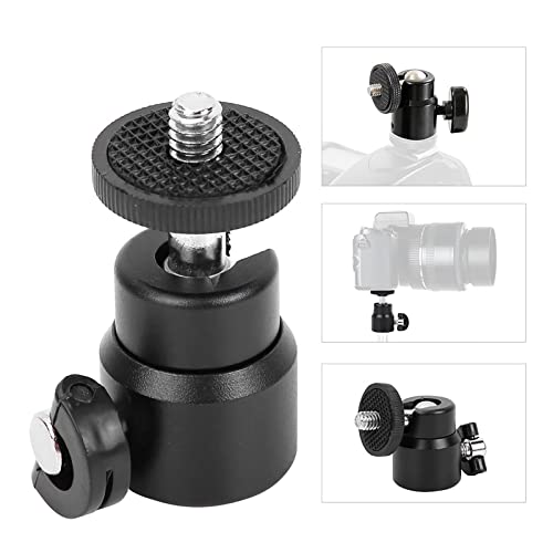 360 ° Rotation -Kugelkopf, Aluminiumlegierung Anti-Schlupf-Kautschukkissen Kunststoffverriegelungsknopf 1/4 Schraubenständer für DSLR-Kamera Camcorder Leichte Tragbare Fotografie (Black) von BAOFUYA