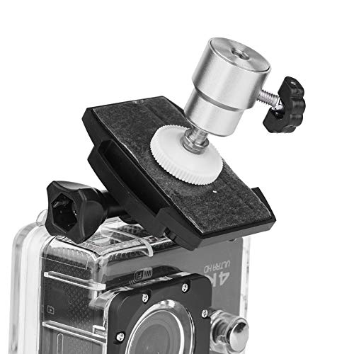 360 ° Rotation -Kugelkopf, Aluminiumlegierung Anti-Schlupf-Kautschukkissen Kunststoffverriegelungsknopf 1/4 Schraubenständer für DSLR-Kamera Camcorder Leichte Tragbare Fotografie (Silver) von BAOFUYA