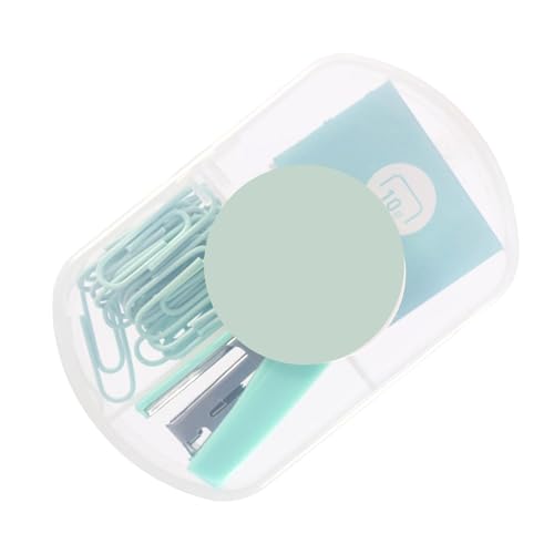 Mini Hefter Set, Niedliche Kleine Hefterhandschreiber -Hefter mit 400 PCS -Heftklammern und Papierclips für Büroschulen, Tragbare Effizienz, Vielseitig und Bequem, Niedlich (Minzgrün) von BAOFUYA