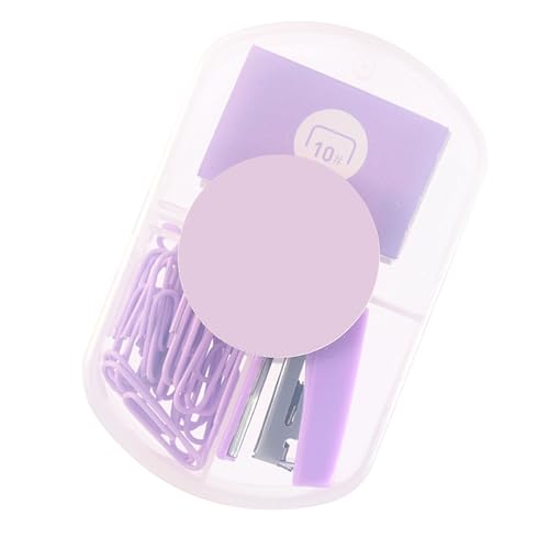Mini Hefter Set, Niedliche Kleine Hefterhandschreiber -Hefter mit 400 PCS -Heftklammern und Papierclips für Büroschulen, Tragbare Effizienz, Vielseitig und Bequem, Niedlich (PURPLE) von BAOFUYA