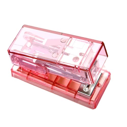 Mini Stapler, Ergonomisches Design Leichtes Tragbarer Fingerhüter aus PVC, Kunststoff, Metall, Durchscheinender Büro -Hefter für Schultürstitärer Schreibwaren mit Staples (PINK) von BAOFUYA
