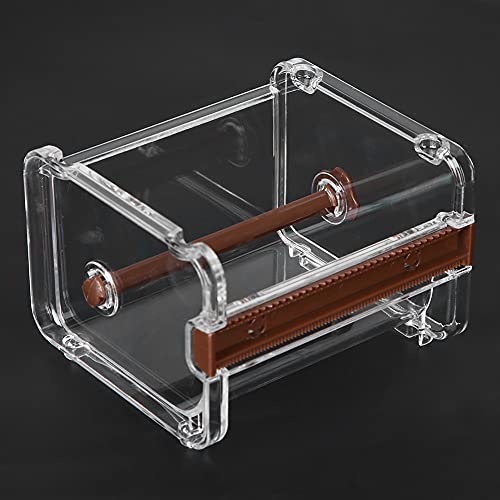 Transparenter Klebebandspender, Schneller Betrieb, Platzeinsparung, 2 in 1 Design, PS und ABS -Material, Transparente Innere Bänder, 10,3 * 9,1 * 7, Cm, für das Amt mit Cutter (BROWN) von BAOFUYA