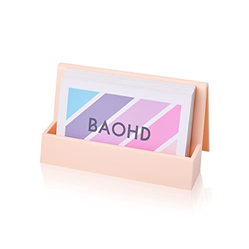 BAOHD Visitenkartenhalter für Schreibtisch, moderner niedlicher Kunststoff-Visitenkartenhalter, Präsentationsständer, Schreibtisch-Visitenkarten-Organizer für Büro und Zuhause (Rosa) von BAOHD