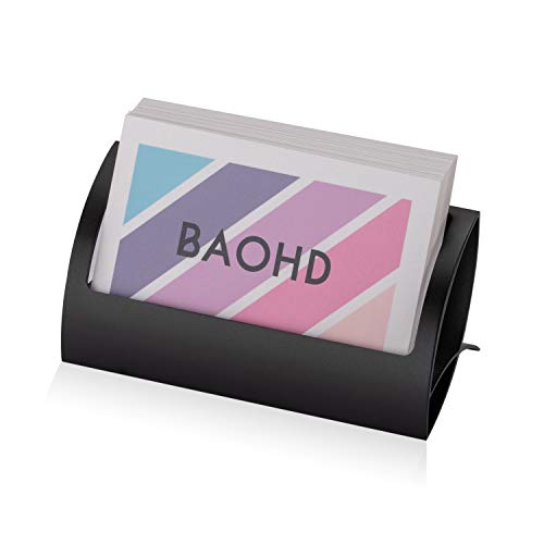 Metall-Visitenkartenhalter für den Schreibtisch, moderner Aluminium-Visitenkarten-Ständer, Schreibtisch-Namenskarten-Organizer, Schreibtisch-Zubehör für Büro Zuhause (schwarz) von BAOHD