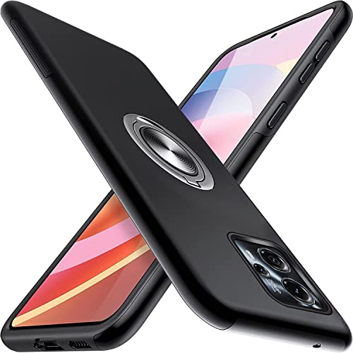 BAOJAY Hülle für Motorola Moto G13/G23,Matte Stoßfest Handyhülle mit Silicone Stoßstange & Magnetisch Ring Ständer,Multi-Layer Stoßfest Schutzhülle Design Case Cover,Schwarz von BAOJAY