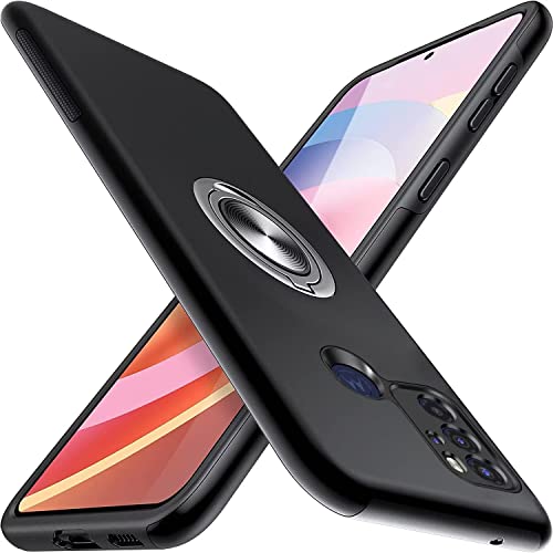 BAOJAY Hülle für Motorola Moto G60S,Matte Stoßfest Handyhülle mit Silicone Stoßstange & Magnetisch Ring Ständer,Multi-Layer Stoßfest Schutzhülle Design Case Cover,Schwarz von BAOJAY