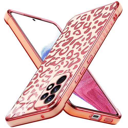 BAOJAY Hülle für Samsung Galaxy A53 5G,Galvanisierte Leopardenmuster TPU Silikon Handyhülle mit Vier Ecken Absturzsicherung,Glänzend Stoßfest Schutzhülle Case Cover,Rosa von BAOJAY