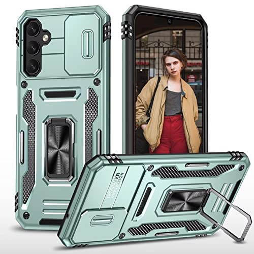 BAOJAY Hülle für Samsung Galaxy A54 5G,Militär Stoßfest Handyhülle mit Kamera Schiebeabdeckung Schutz,Magnetisch Ring Ständer,Doppelter Stoßfest Design Schutzhülle Case,Grün von BAOJAY