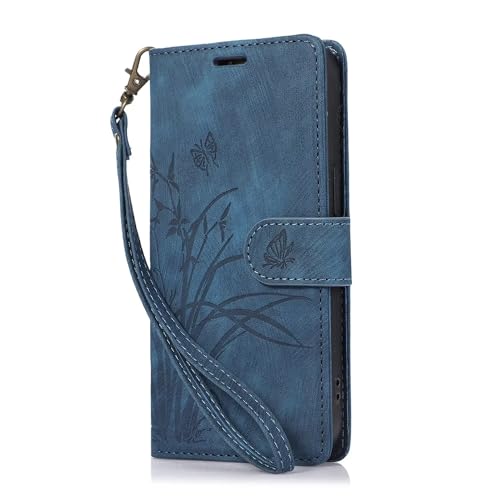 BAOJAY Lederhülle Kompatibel mit Samsung Galaxy A72 4G/5G Hülle,Flip Lederhülle Tasche Case Magnet Kartenfach Schutzhülle für Samsung Galaxy A72 4G/5G,Geschenk geeignet,Schmetterling-Blau von BAOJAY