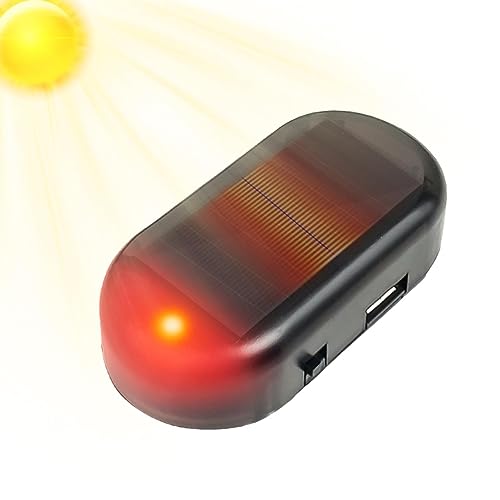 Solar Alarm Licht für Auto | Dummy Alarm Warnung Solar Power Lamp,Simulierte Auto Alarmanlage Sicherheit Licht Anti-Diebstahl mit USB-Anschluss für die meisten Autos, Autozubehör Baok von BAOK