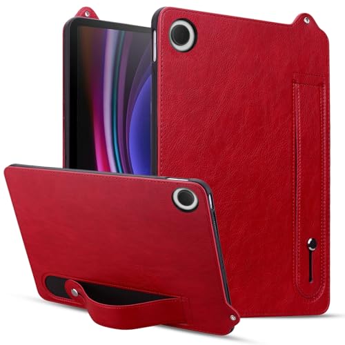 BAOPENB Multi-Viewing Stand Folio Case Cover Kompatibel mit Galaxy Tab A9 8,7 Zoll SM-X110/X115/X117, stoßfest, mit Ständer, Handschlaufe, Tablet-Hülle aus Leder, TPU(Red) von BAOPENB