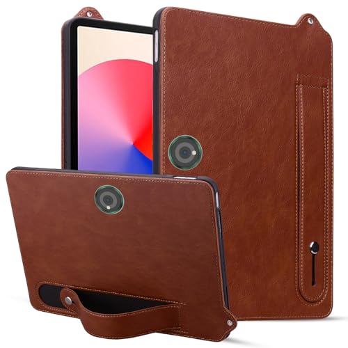 BAOPENB Multi-Viewing Stand Folio Case Cover Kompatibel mit OnePlus Pad 2023/OPPO Pad 2, stoßfester Ständer, Handschlaufe, Tablet-Hülle, Leder-TPU-Tablet-Hülle(Brown) von BAOPENB