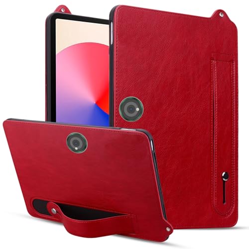 BAOPENB Multi-Viewing Stand Folio Case Cover Kompatibel mit OnePlus Pad 2023/OPPO Pad 2, stoßfester Ständer, Handschlaufe, Tablet-Hülle, Leder-TPU-Tablet-Hülle(Red) von BAOPENB