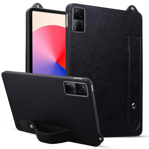 BAOPENB Multi-Viewing Stand Folio Case Cover Kompatibel mit Xiaomi Redmi Pad SE 11", erschienen 2023, stoßfeste Tablet-Hülle mit Standfunktion und Handschlaufe, Leder-TPU-Tablet-Hülle(Black) von BAOPENB